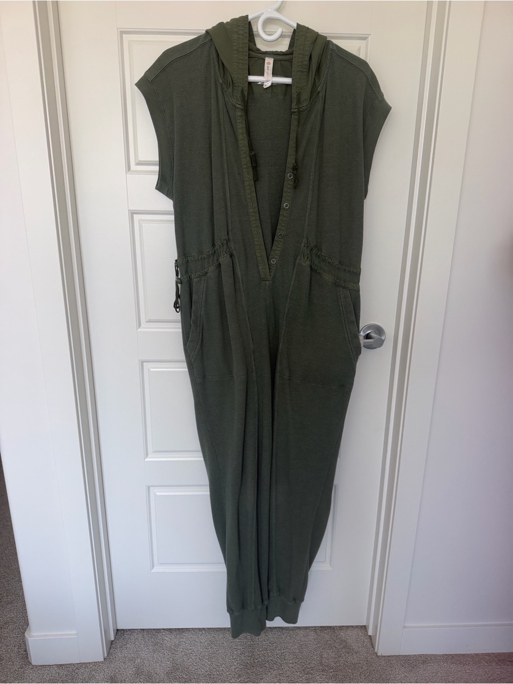 Free People Olive Green Hooded Jumpsuit